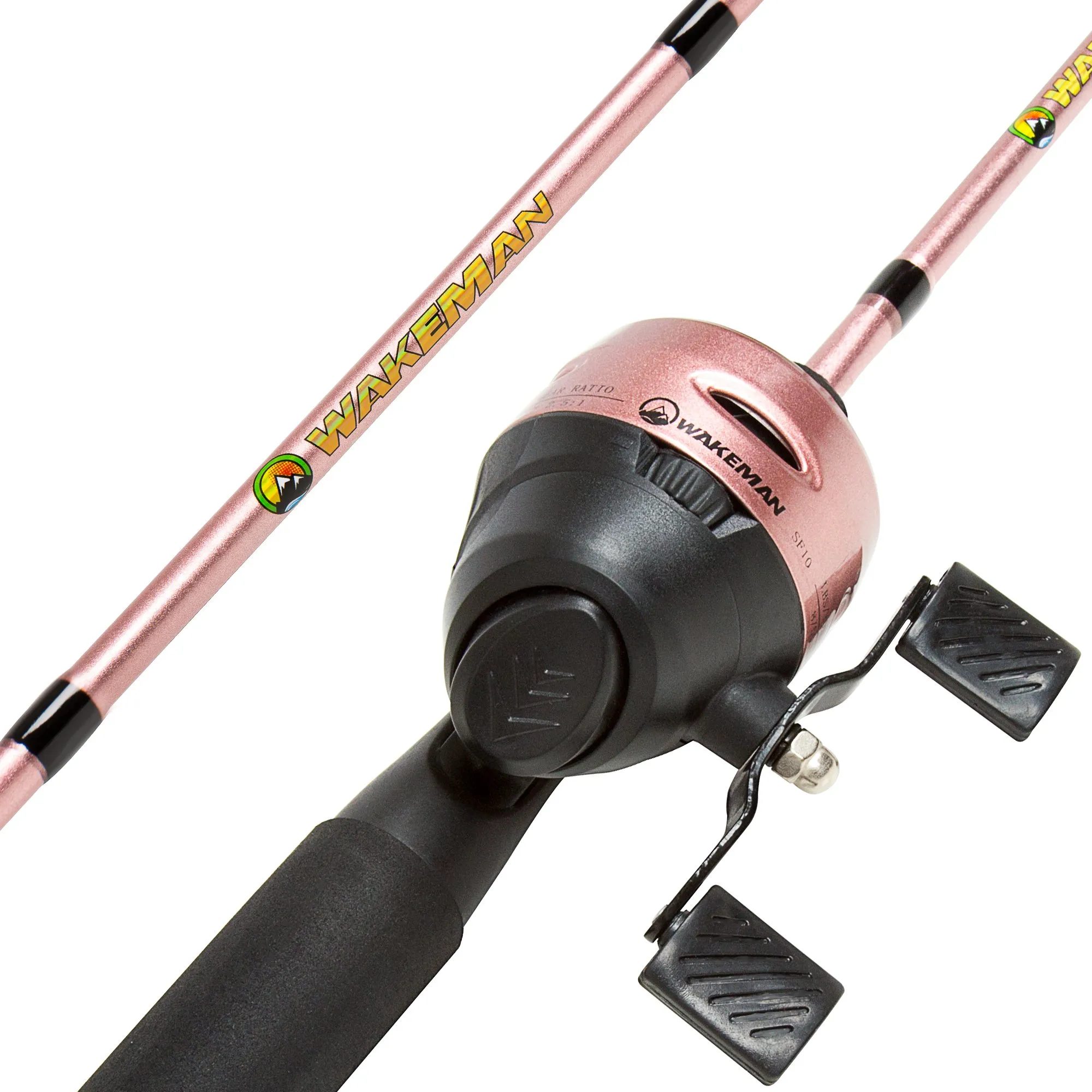 64-Inch Pink Fiberglass Fishing Pole with Rust-Resistant Stainless-Steel Rod and Pre-Spooled Reel Combo