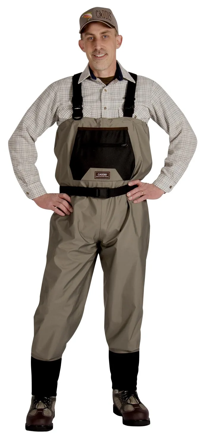 Caddis Men's Medium Long Breathable Stocking Foot Wader with Adjustable Suspenders and Pocket