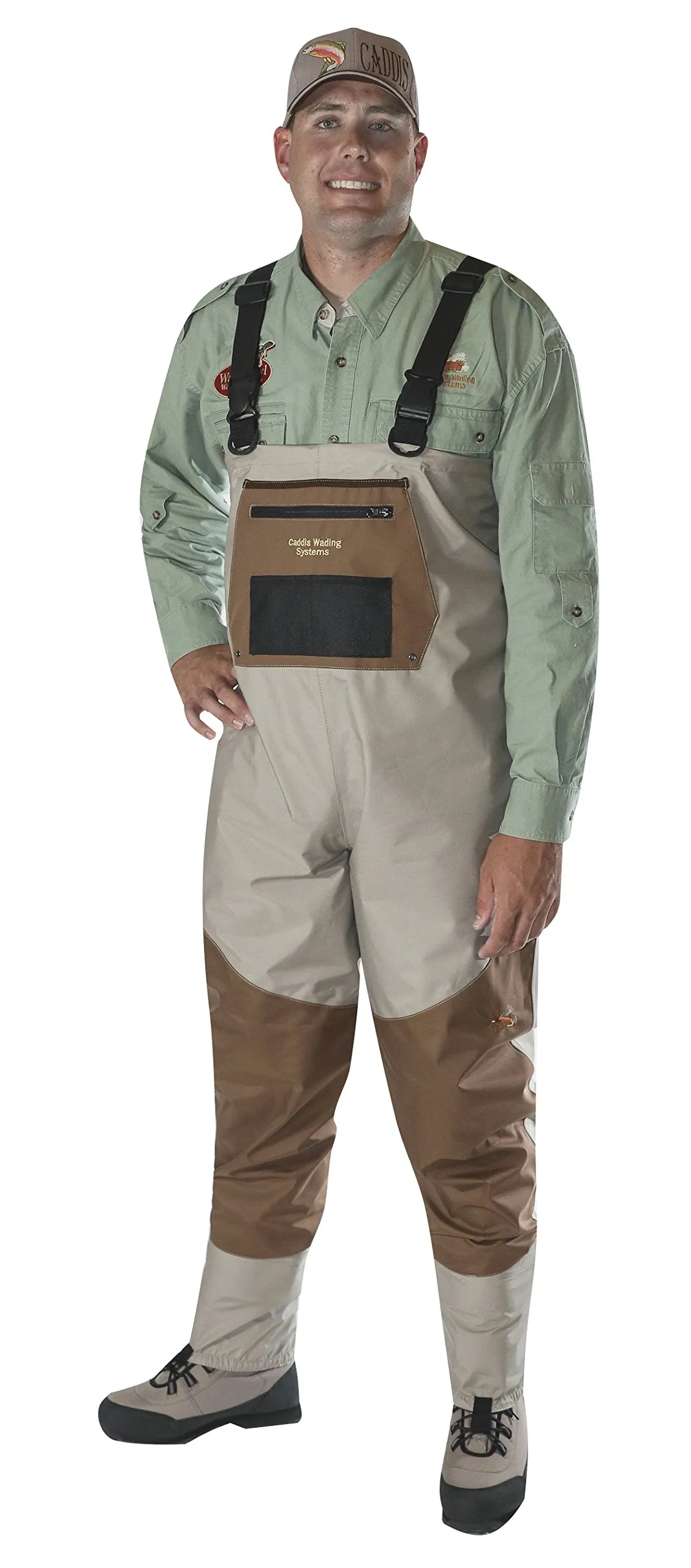 Caddis Men's XX-Large Short Stout 2-Tone Taupe Deluxe Breathable Stocking Foot Waders