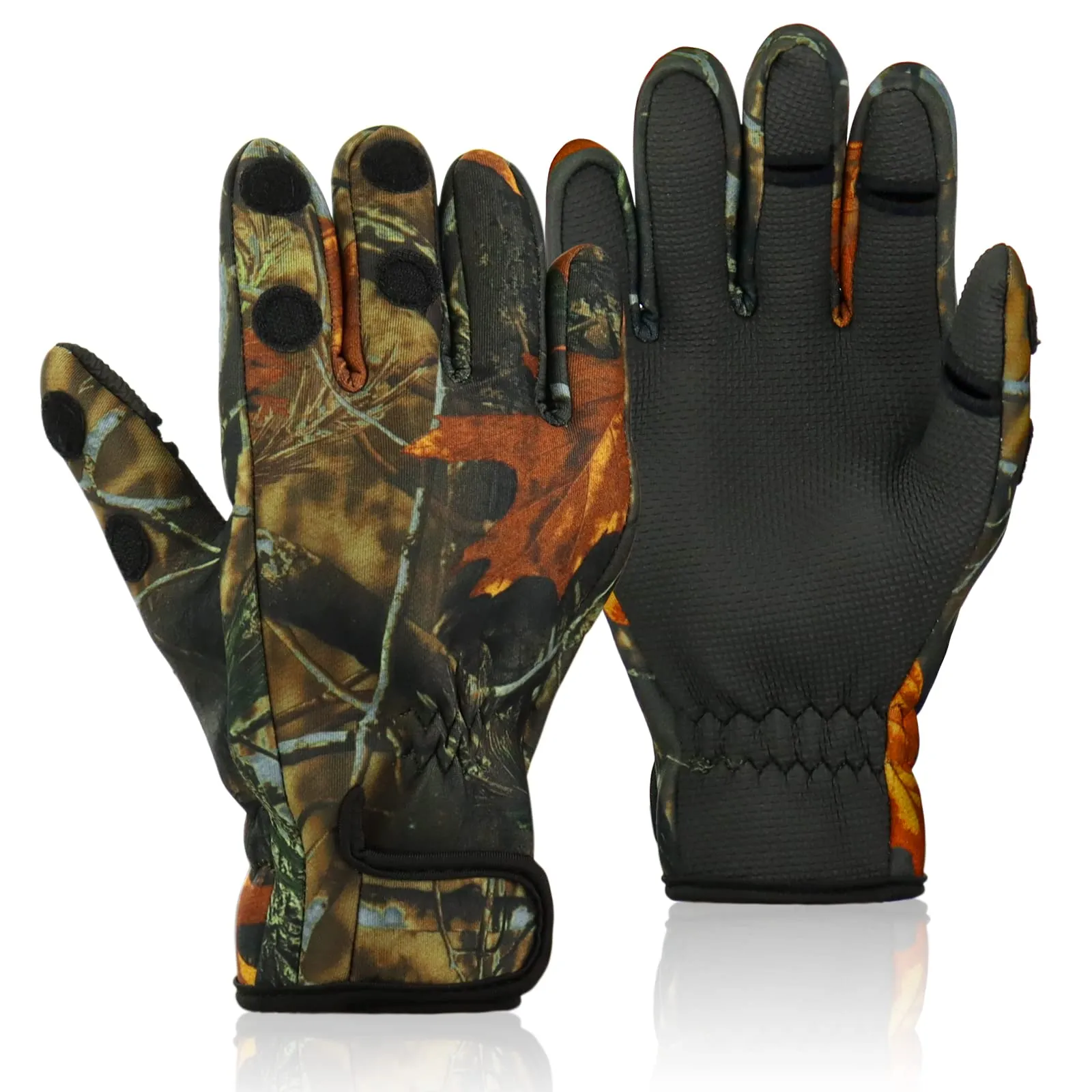 Fingerless Neoprene Fishing Gloves - Waterproof, Lightweight, Camouflage, Anti-Slip, Unisex Size