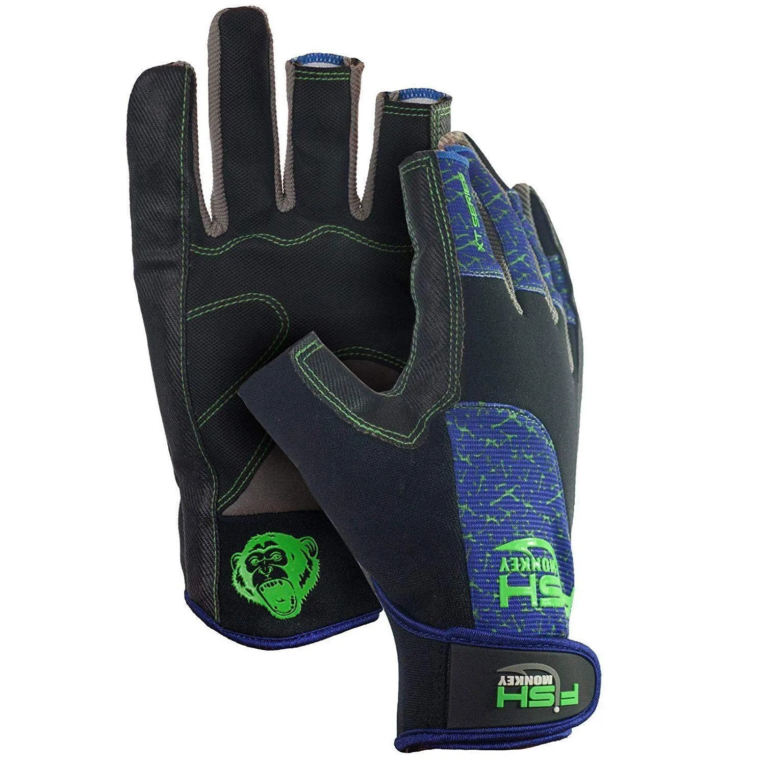 Fish Monkey FM16-BLRIP-2XL Quick Release Wiring Glove Charles Perry Edition Blue Rip 2XL