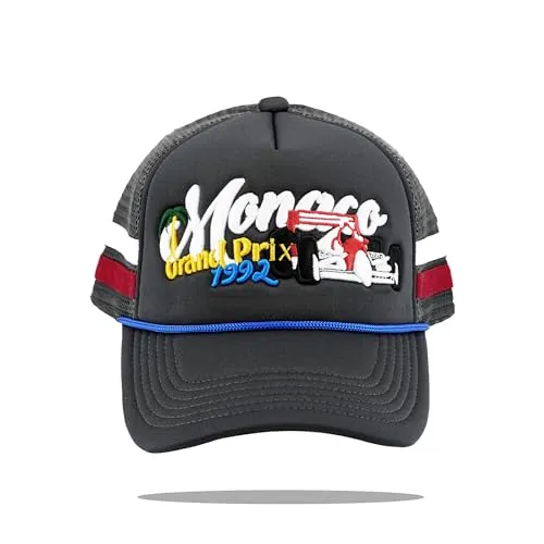 GCBalaclava Monaco Grand Prix 1992 Racing Premium Trucker Hat Grey - Snapback Closure