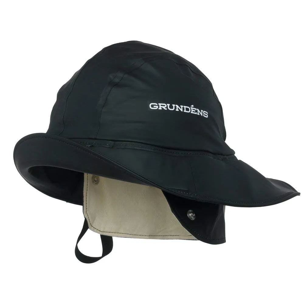 Grundens Sandhamn 21 Sou'wester Hat – Black, Small – Waterproof, Adjustable Brim & Ear Flaps