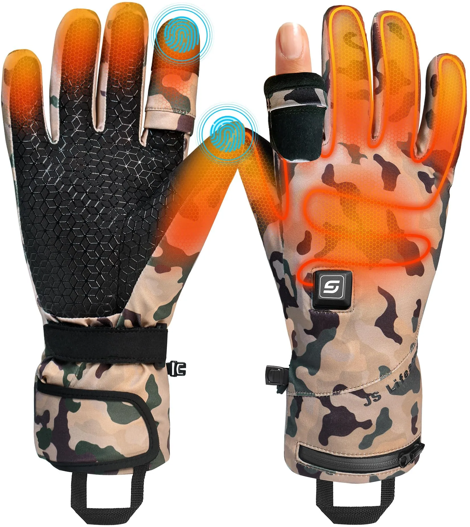 Heated Gloves for Men Women, 3000mAh Rechargeable Battery, Fingerless Heated Hunting Gloves