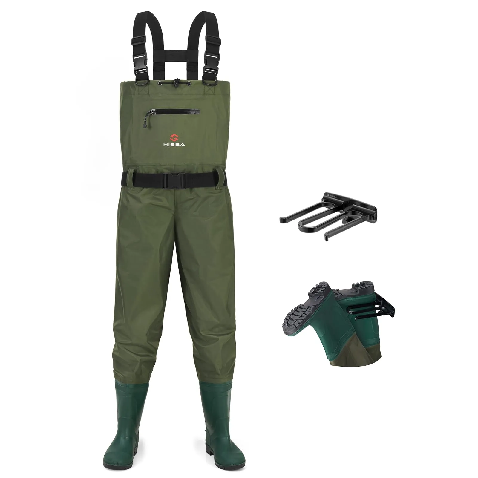 HISEA Bootfoot Chest Wader for Men Women, M08/W10, Waterproof Nylon/PVC, Fishing & Hunting