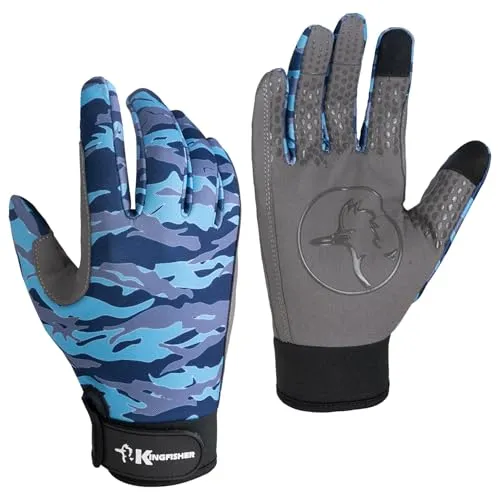 Kingfisher Custom Sun Glove - Durable Synthetic Material, Adjustable Wrist, Stylish Blue Camo