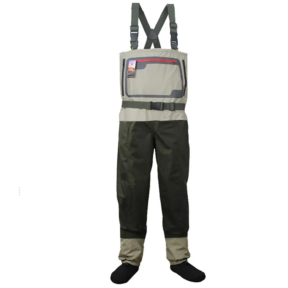 Kylebooker Medium Waterproof Breathable Neoprene Stockingfoot Fishing Chest Wader with Pockets