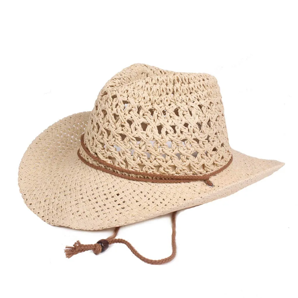 Men's Floppy Packable Straw Hat, Adjustable Chin Strap, UPF 50+, Lightweight Beach Cap