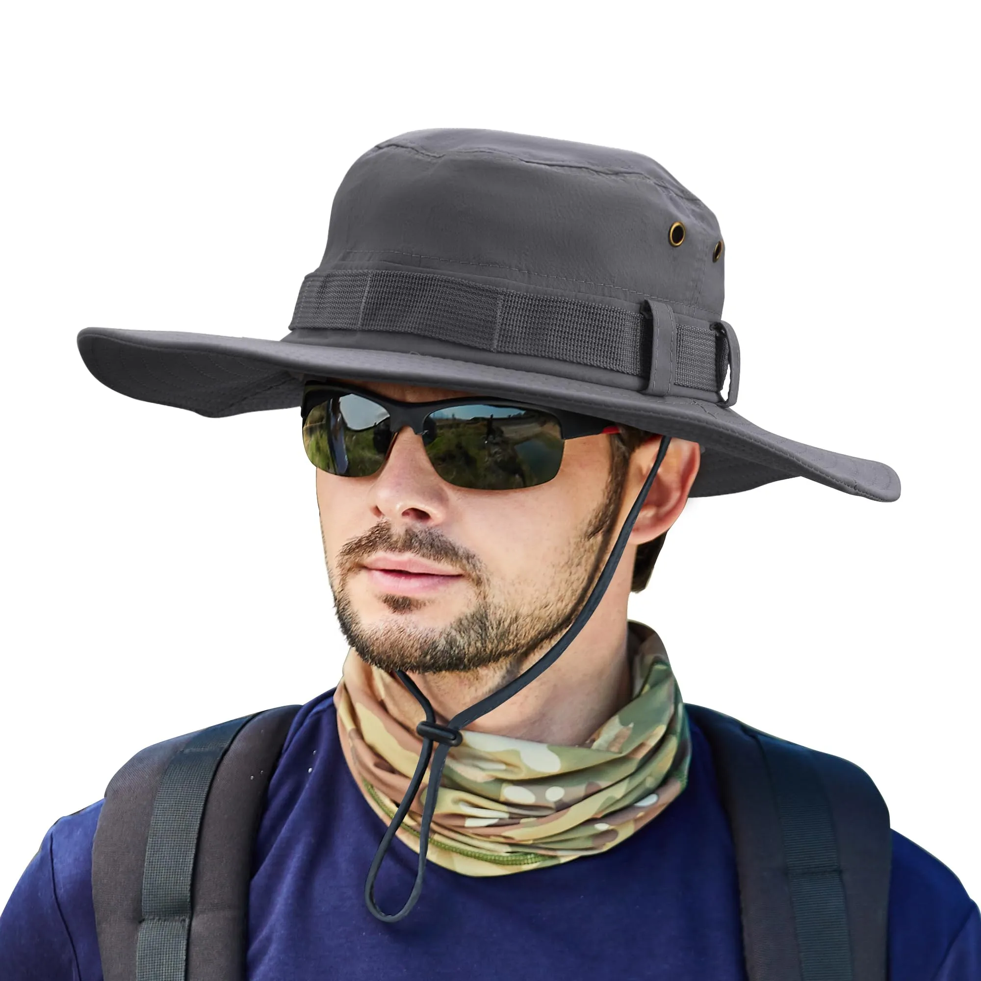 Muryobao Men's UPF50+ Wide Brim Waterproof Bucket Hat - Breathable, Foldable Safari Cap