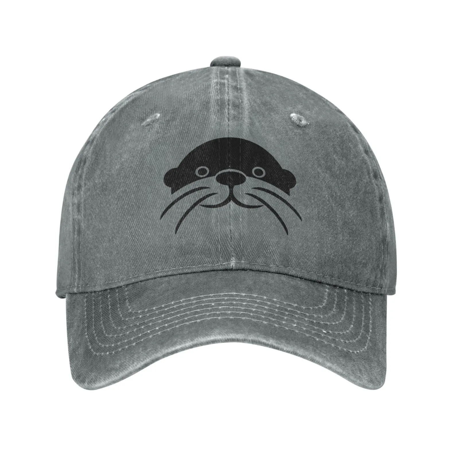 Otter Head Distressed Adjustable Washed Denim Men's Trucker Hat - Breathable & Lightweight Cap