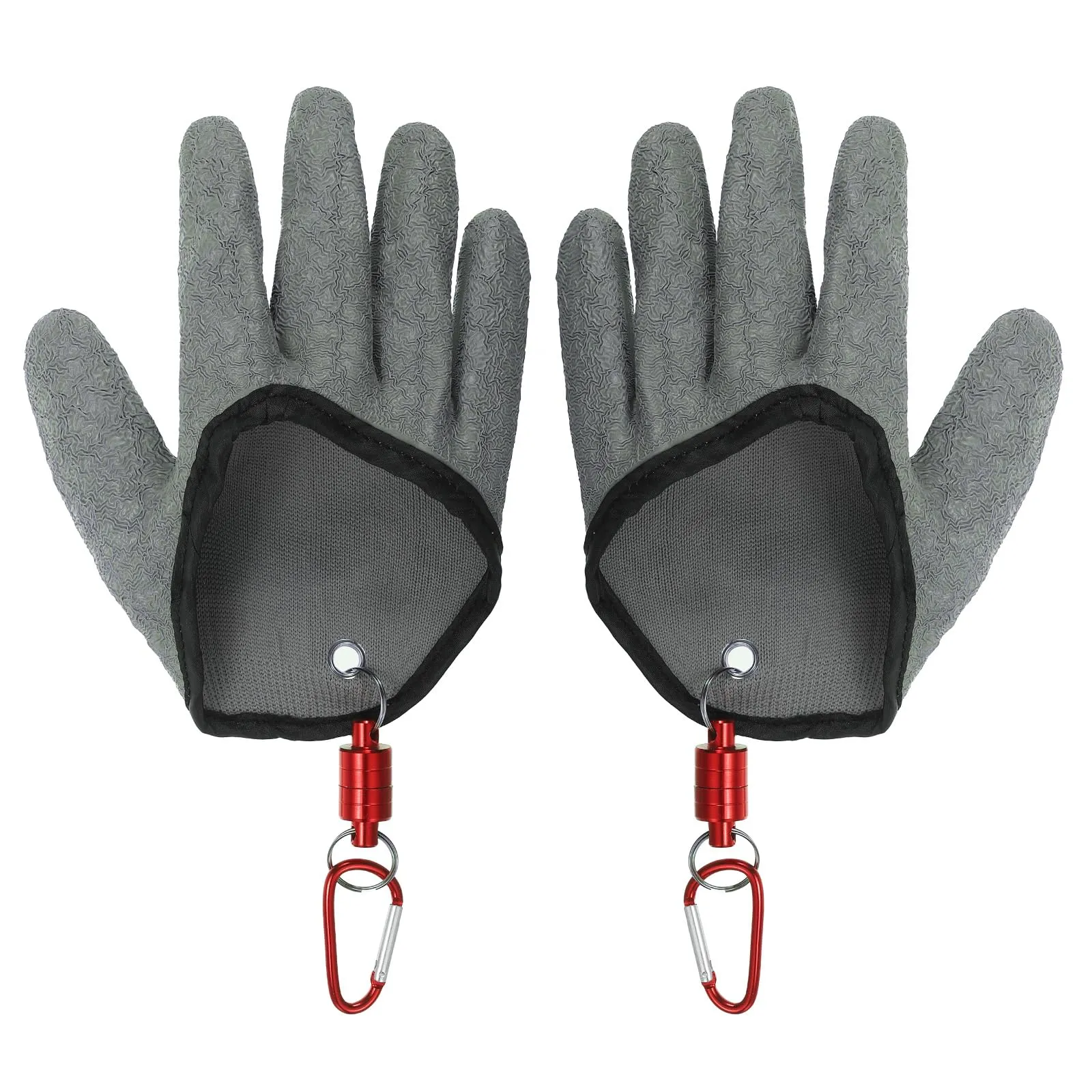 PATIKIL Fishing Gloves - Grey, Non-Slip, Puncture Resistant, Waterproof, Magnetic Hook, 1 Pair