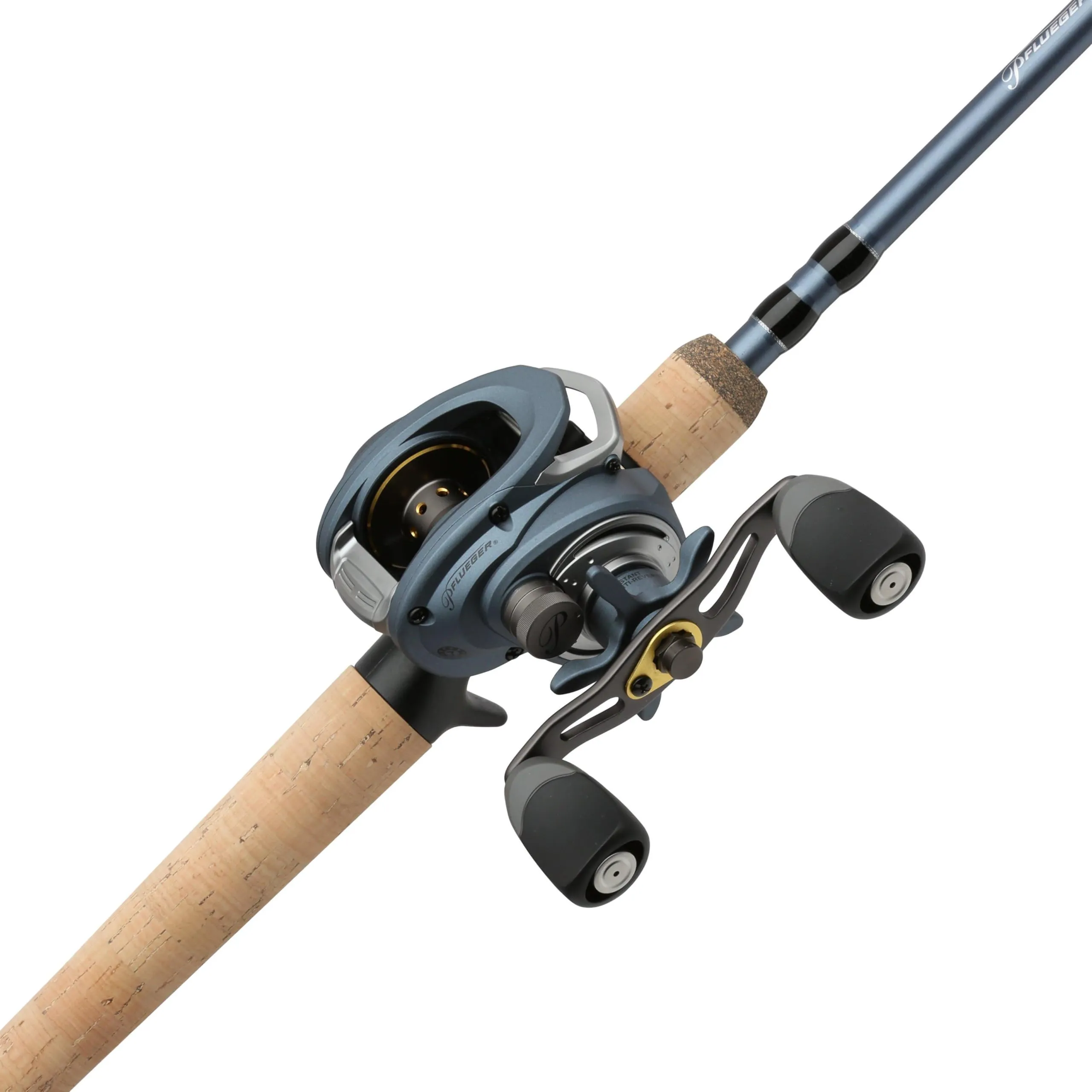 Pflueger President Baitcast Reel and Fishing Rod Combo, Lightweight Graphite, 6+1 Bearings