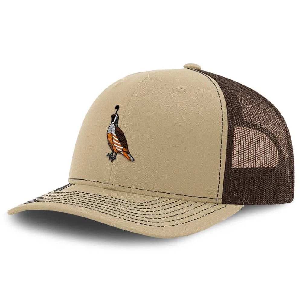 Premium Richardson Trucker Hat with Wildlife Valley Quail Design, Adjustable Snapback, Unisex