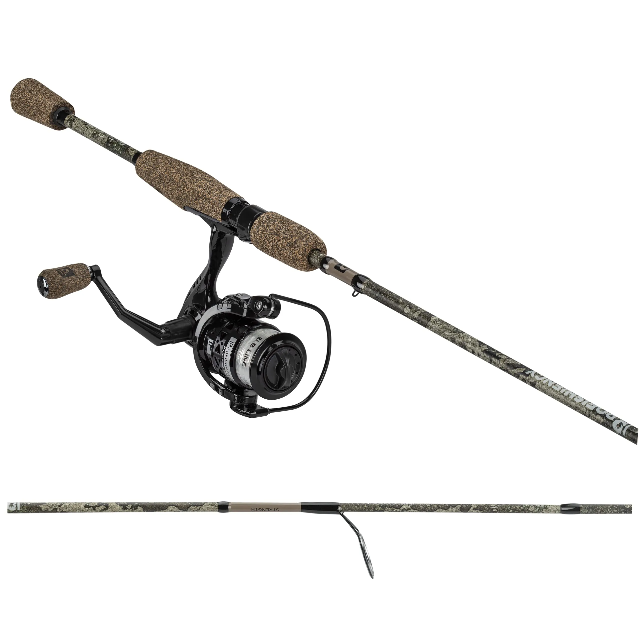 ProFISHiency 6FT-7FT Lightweight 2-Piece Spinning Rod & Reel Combo, 6'6' Medium Action, Camo