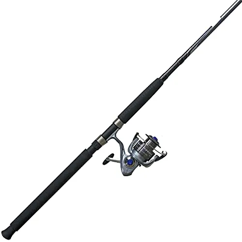 Quantum Blue Runner Spinning Reel & Fishing Rod Combo, 9ft 2-Piece Fiberglass, Medium-Heavy