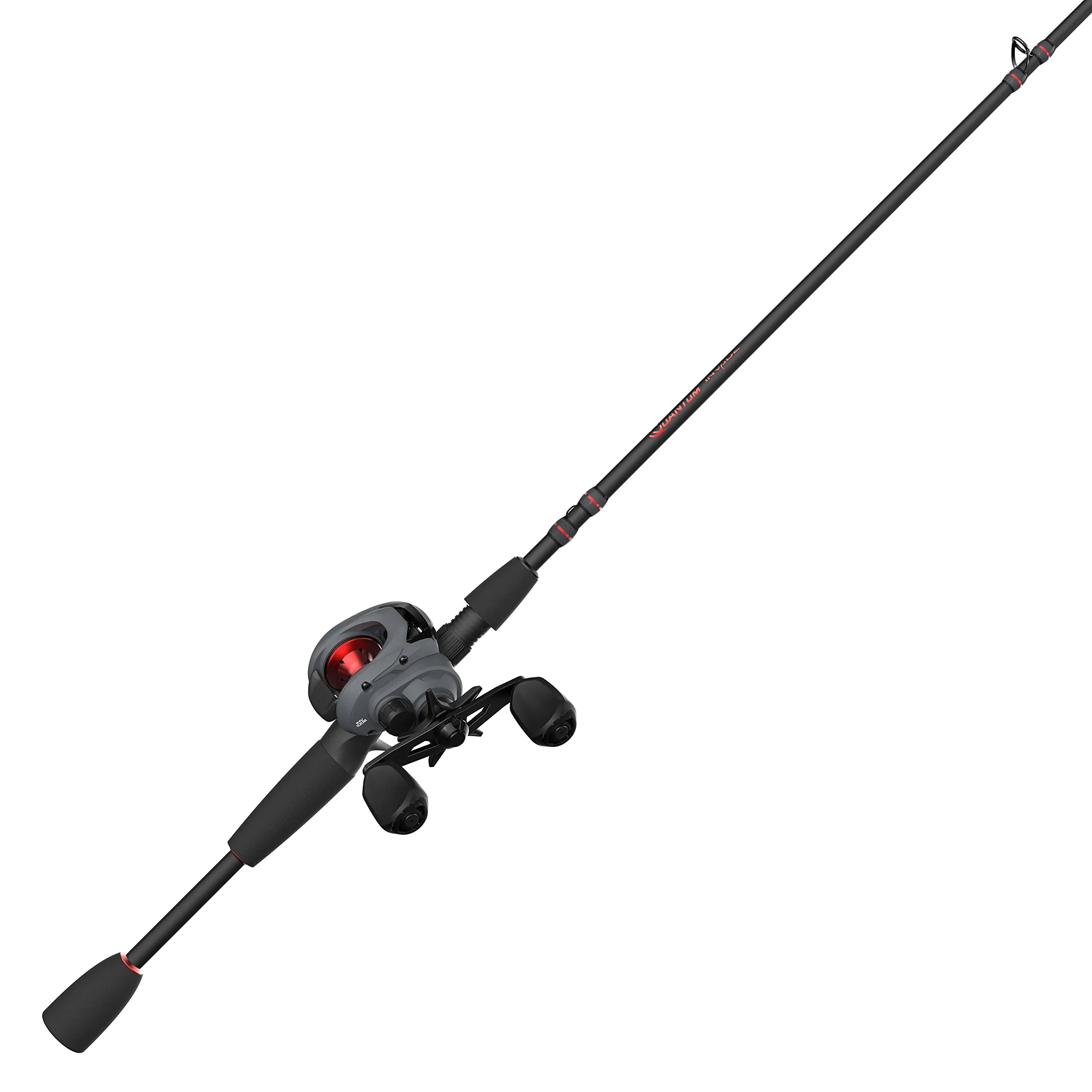 Quantum Invade Baitcast Reel & 6'6' IM6 Graphite Rod Combo, Gray/Red, 5 Bearings, Anti-Reverse