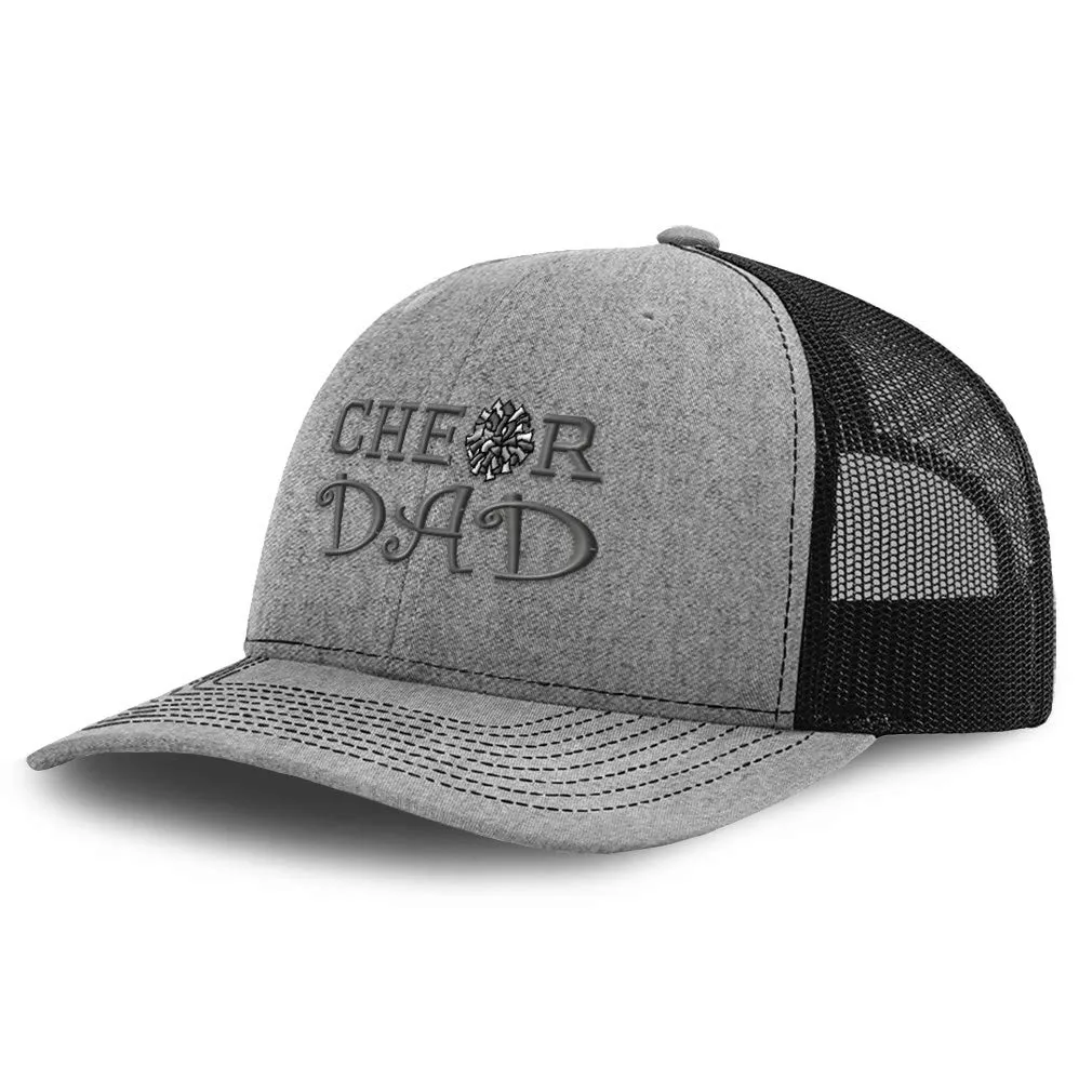 Richardson Trucker Hat Cheer Dad Embroidery Heather Grey & Black Snapback Baseball Cap