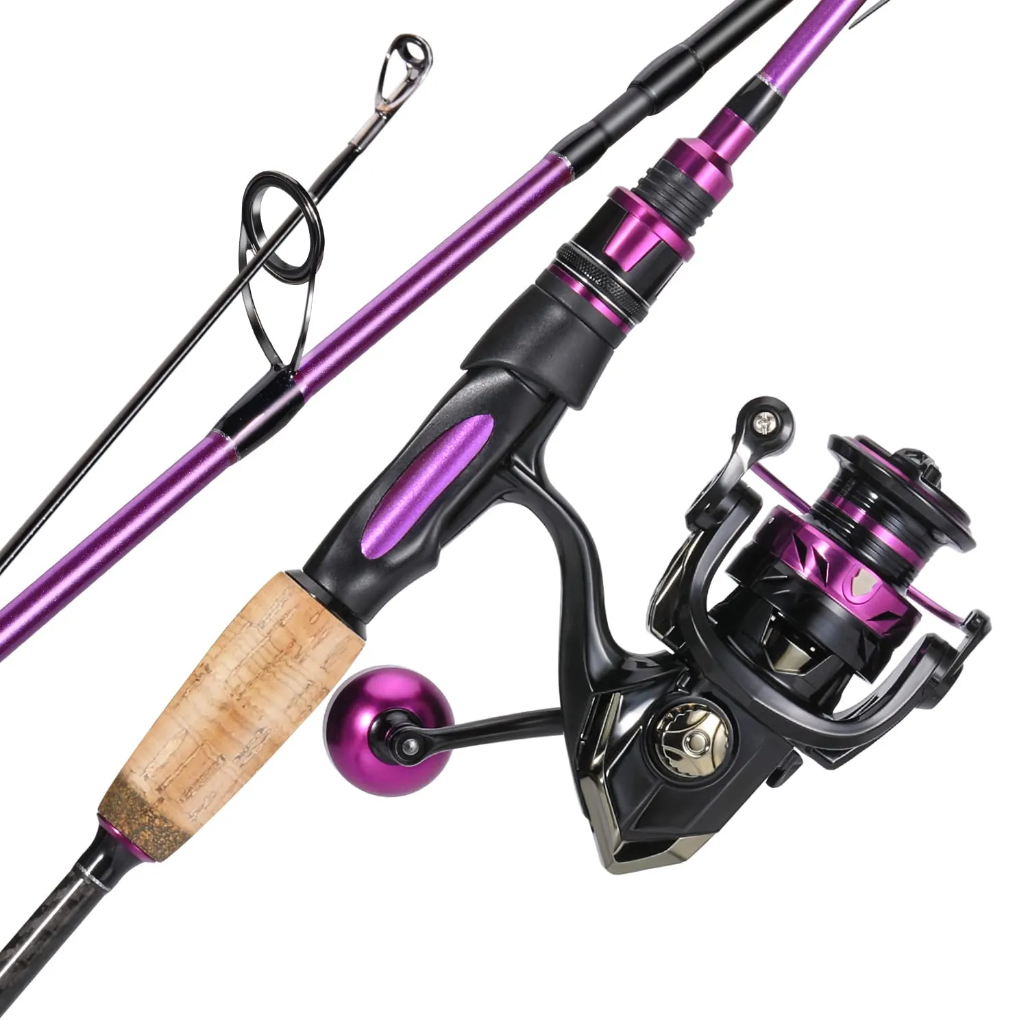 Sougayilang 2-Piece Spinning Fishing Rod & Reel Combo, Purple, 6.9ft with 2000 Spinning Reel