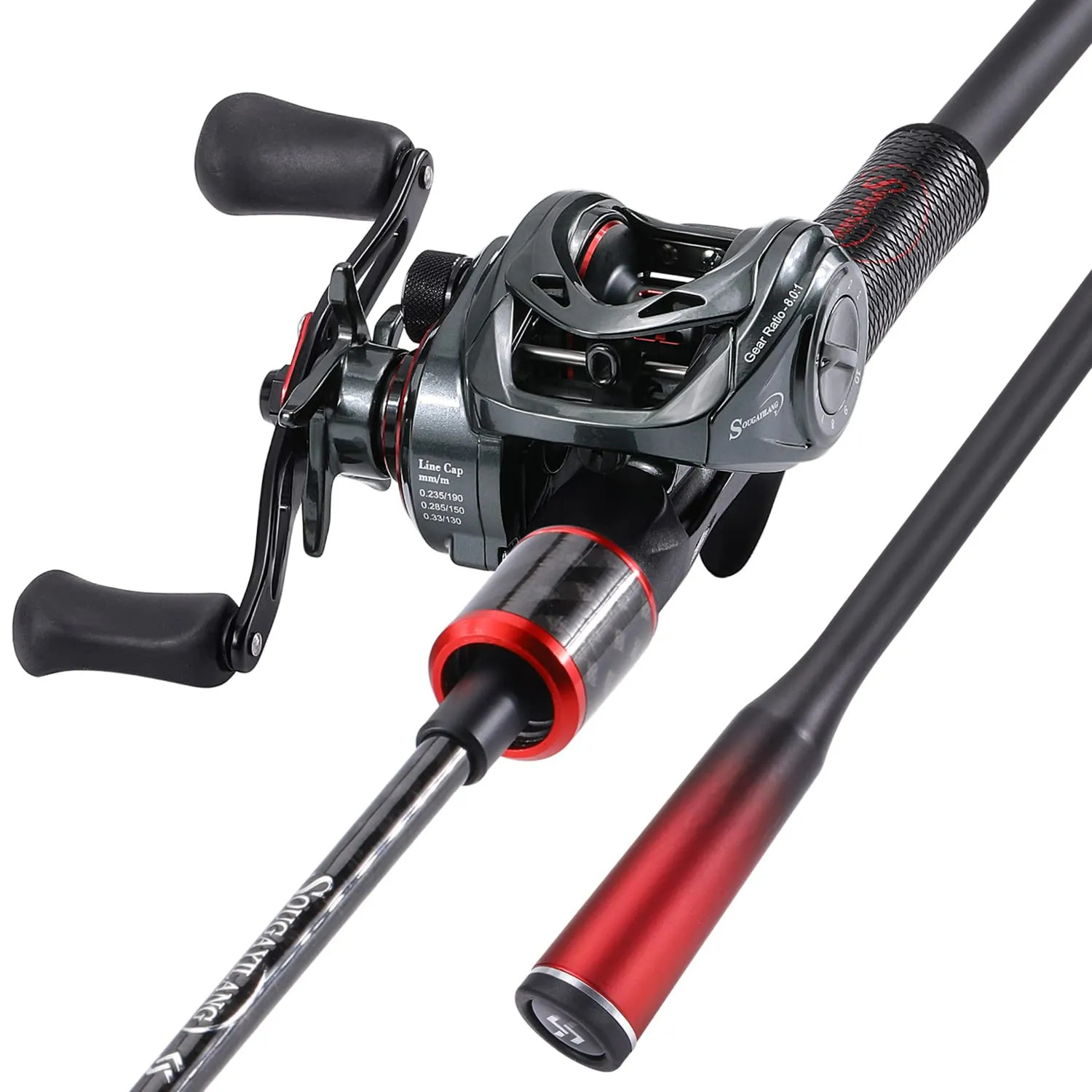 Sougayilang 6'/7' Baitcasting Fishing Rod and Reel Combo, Ergonomic Low Profile, SuperPolymer Handle