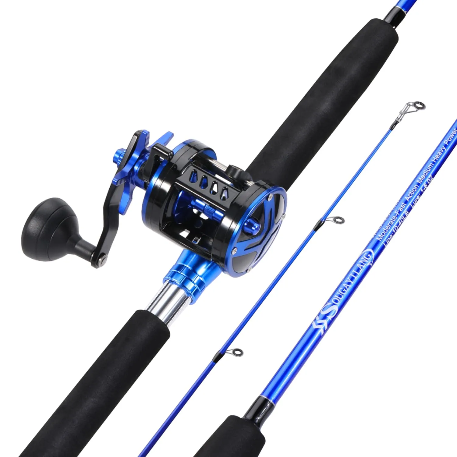 Sougayilang 7'0' Catfish Fishing Rod and Reel Combo, Left Handed, Durable Aluminum Seat