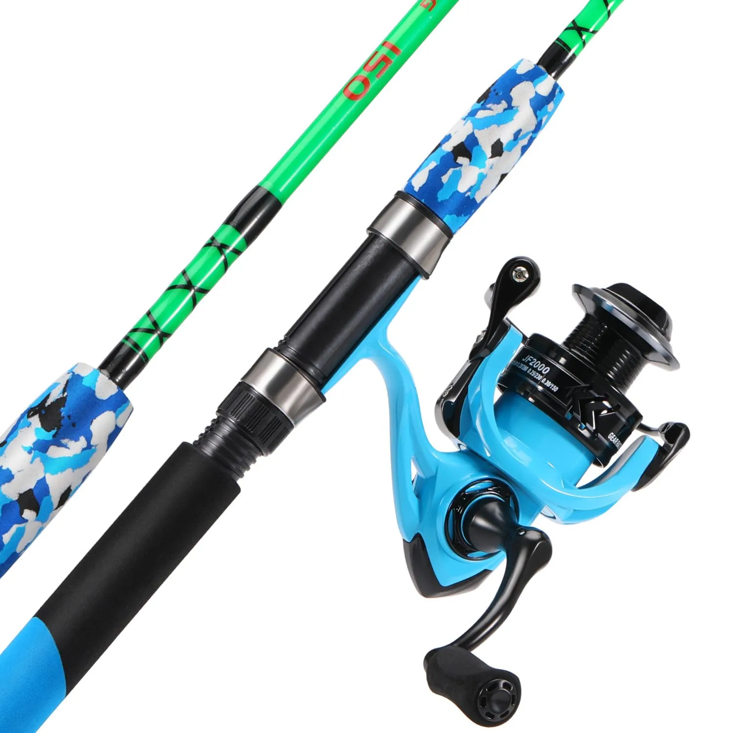 Sougayilang Spinning Reel and 2-Piece Fishing Rod Combo, 5' Graphite & Fiberglass, Right/Left Handle