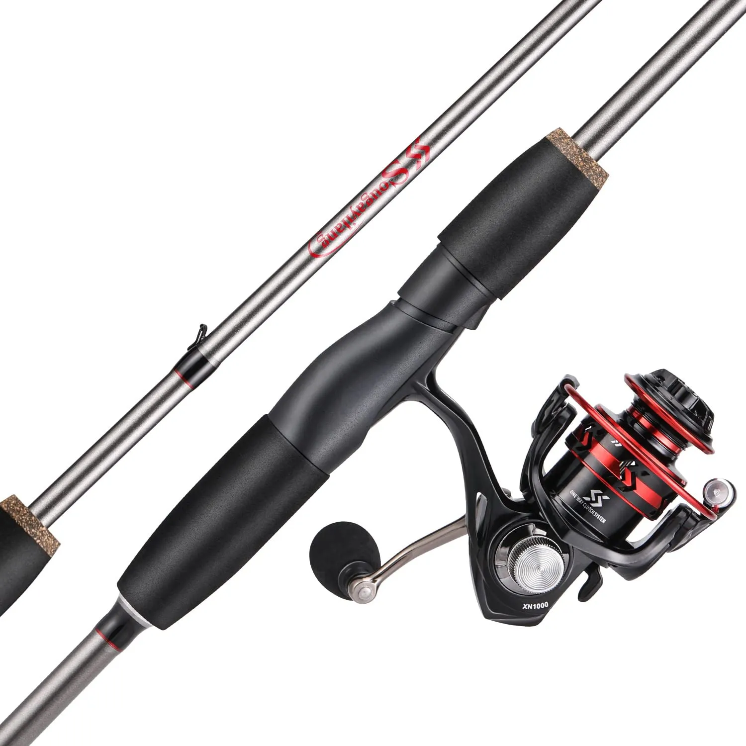 Sougayilang Ultralight Fishing Rod Reel Combo, 2-Piece Portable Spinning Fishing Pole, Red