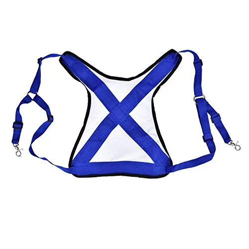 Sportfishing Fishing Belt Harness - Adjustable Lightweight Vest with Padded Back, Blue/White