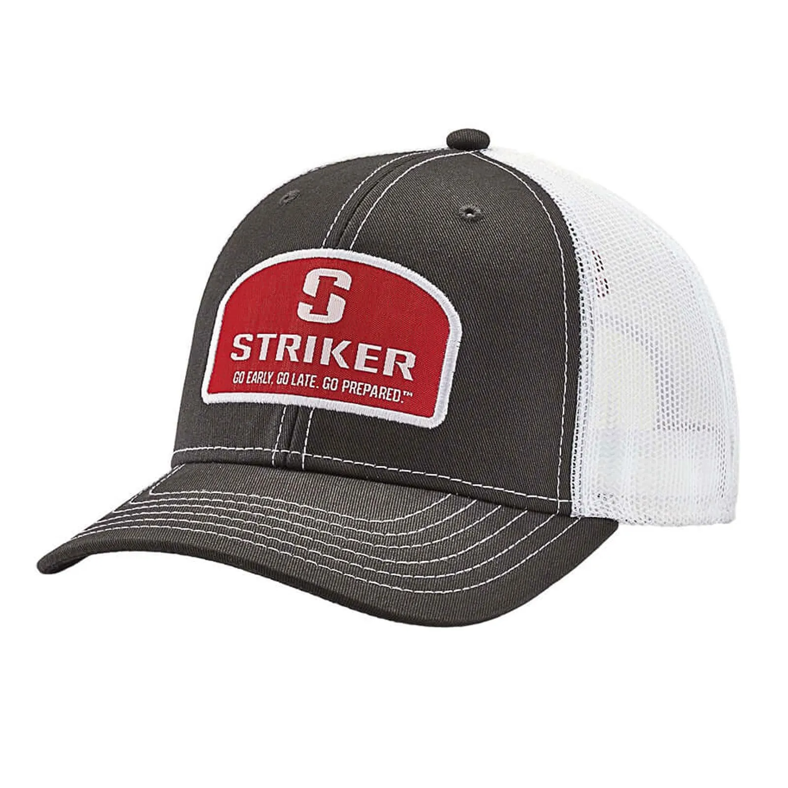 Striker Unisex Logo Patch 6-Panel Mesh-Back Fishing Trucker Cap - Adjustable Snapback Hat