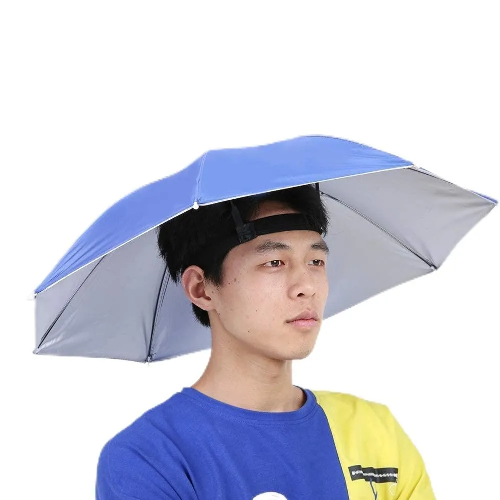 Tyenaza 65cm Fishing Umbrella Hat - Windproof, Sunscreen, Adjustable Headband, Portable Design