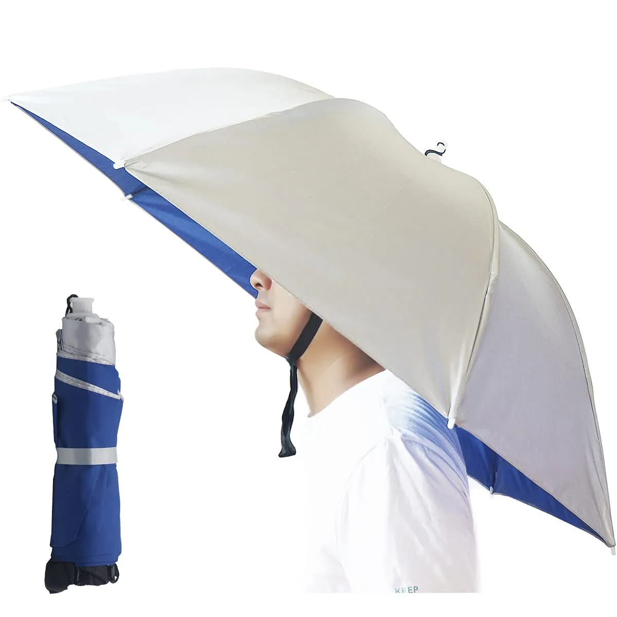 Umbrella Hat 37 Inch Hands-Free Fishing & Camping UV Protection Cap Adjustable Sunshade