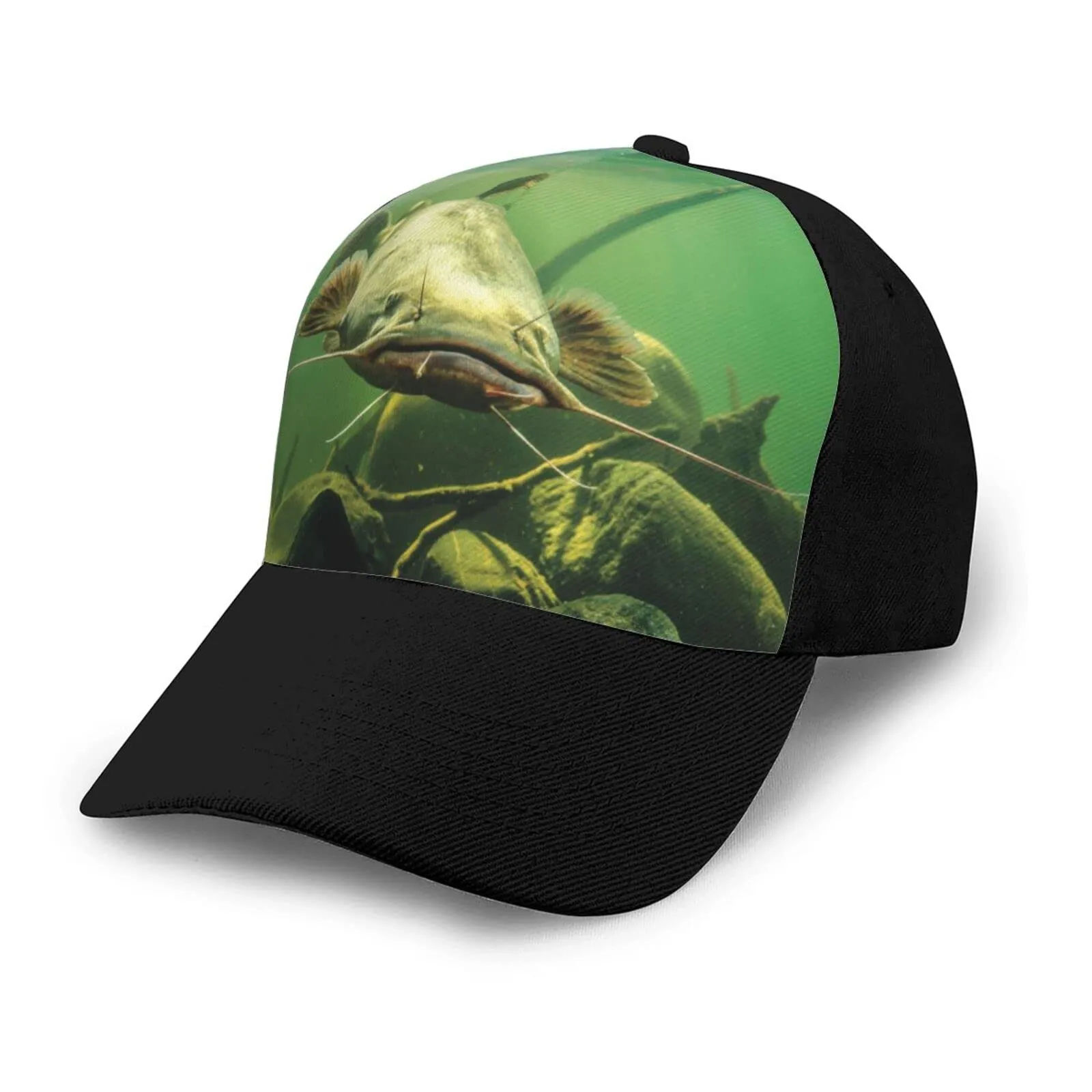 Underwater Catfish Baseball Hats - Unisex Adjustable Sports Cap, Cotton Trucker Style