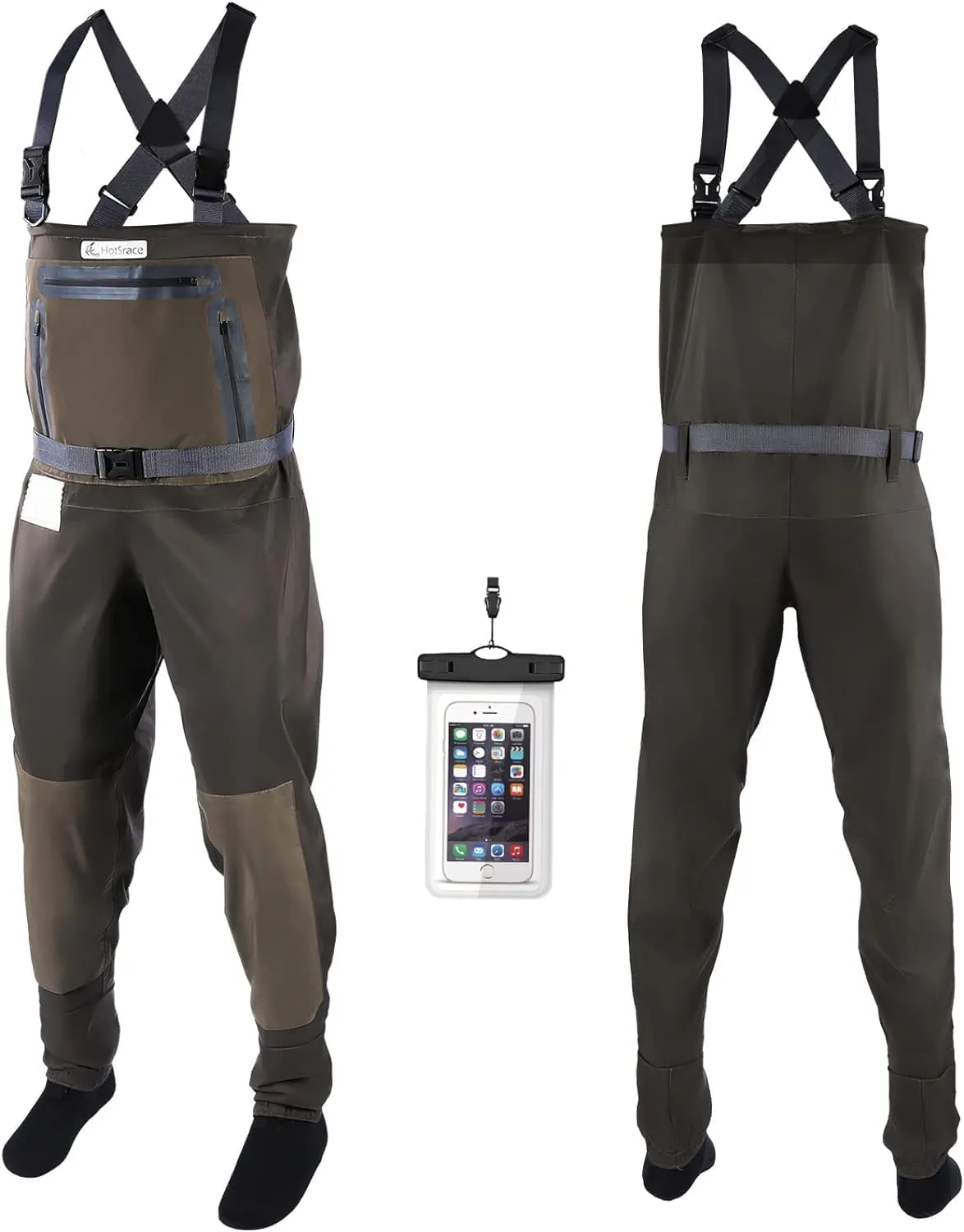 Waterproof 3-Ply Nylon Waders for Men & Women, Lightweight, Durable with Adjustable Design