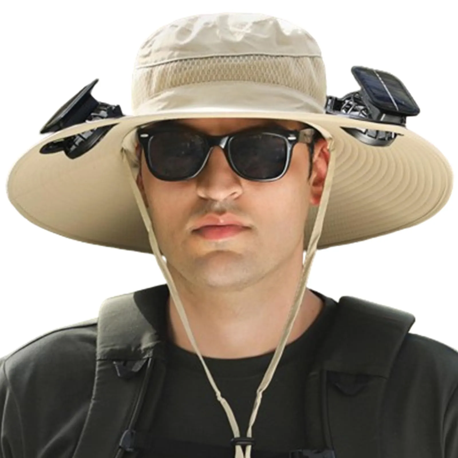 Wide Brim Solar Fan Outdoor Fishing Hat - Breathable, Waterproof, Windproof, Sunshade