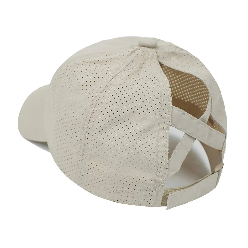 Womens Criss Cross Ponytail Hat Medium-Large Quick Drying Baseball Cap with UV Protection