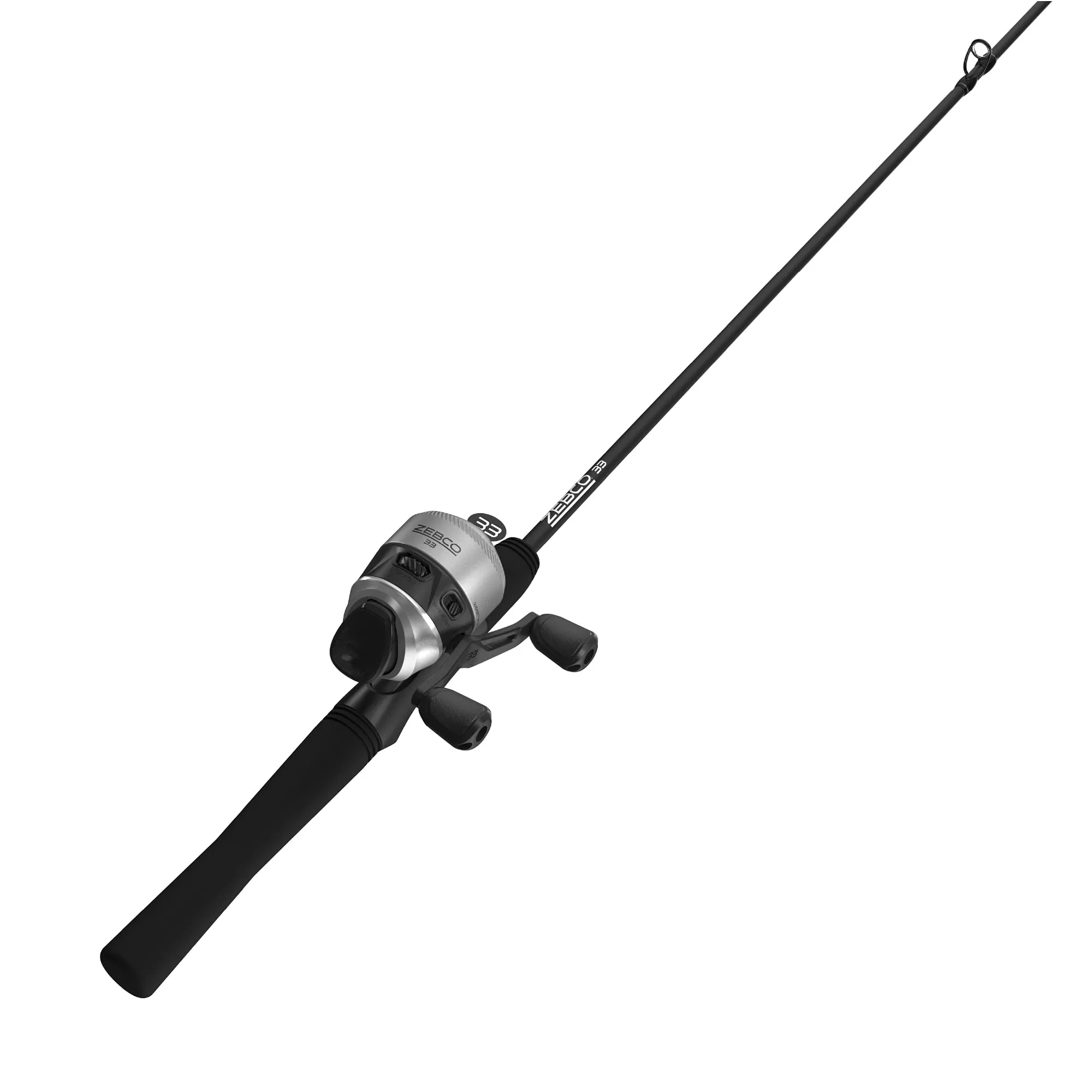 Zebco 33 Spincast Reel and 2-Piece Fishing Rod Combo, Quickset Anti-Reverse, Silver/Black